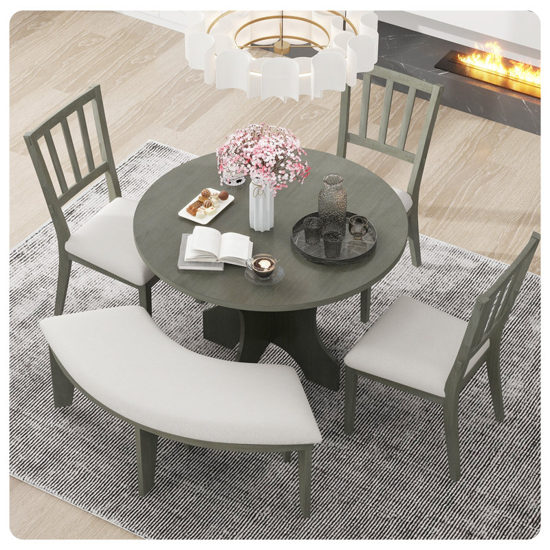 Round dining bench discount
